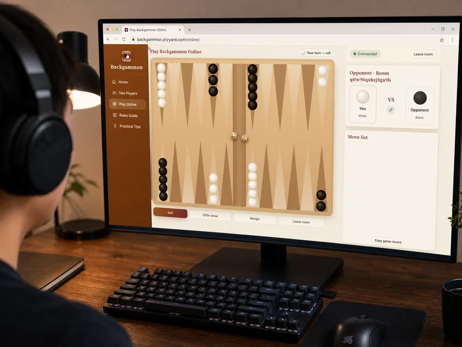 Leave, reconnect, and close-room states for online backgammon